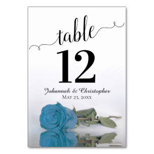 Tarjeta De Mesa Reflejando la boda elegante del Rosa azul turquesa