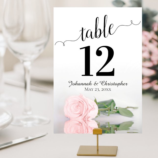 Tarjeta De Mesa Reflejando rosa rosa elegante y Boda de Moda (Customize Each Card Individually)