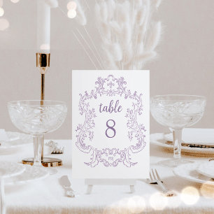 Tarjeta De Mesa Regal Lavender Boda de cuadro barroco vintage