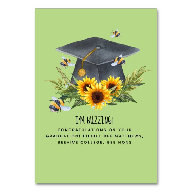 Tarjeta De Mesa Regalo de graduación de BEE - Divertido Me Estoy A (Anverso)