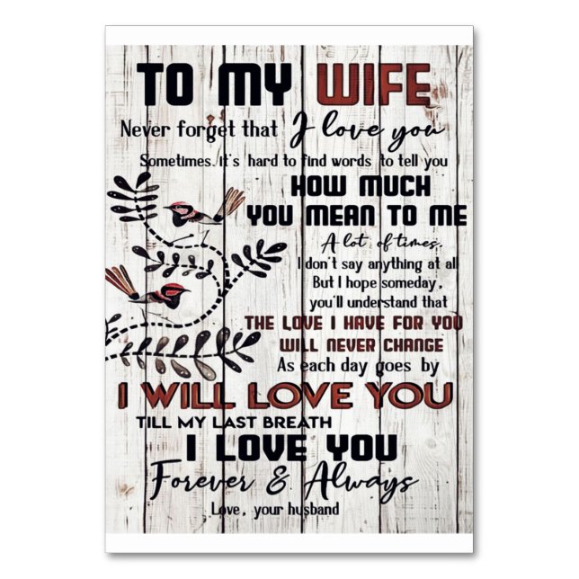 Tarjeta De Mesa Regalo Para Esposa | A Mi Esposa Carta Amada (Anverso)