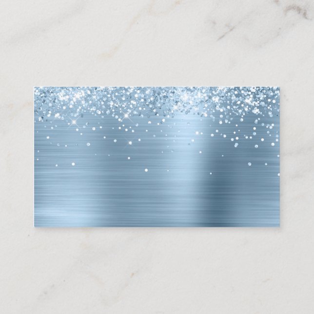 Tarjeta De Mesa Relieve metalizado azul claro Purpurinoso en blanc (Reverso)