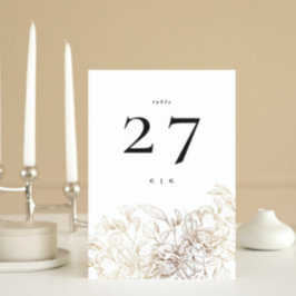 Tarjeta De Mesa Relieve metalizado blanco elegante Boda de Monogra