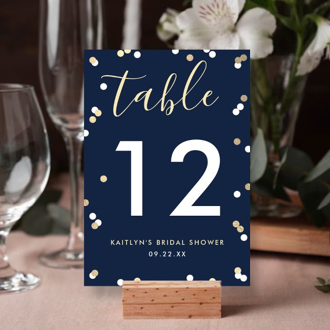 Tarjeta De Mesa Relieve metalizado dorado Confetti Bridal Shower (Subido por el creador)