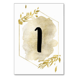 Tarjeta De Mesa Relieve metalizado dorado Efecto Foliage