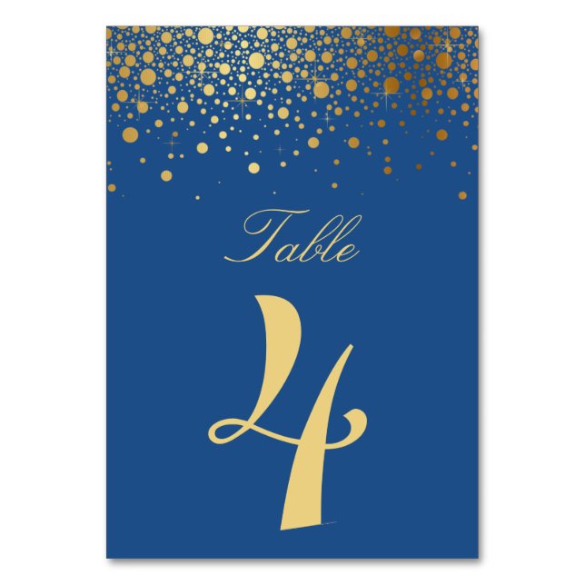 Tarjeta De Mesa Relieve metalizado dorado falso Confetti números d (Reverso)