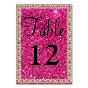 Tarjeta De Mesa Relieve metalizado dorado falso Purpurina rosado c