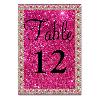 Tarjeta De Mesa Relieve metalizado dorado falso Purpurina rosado c