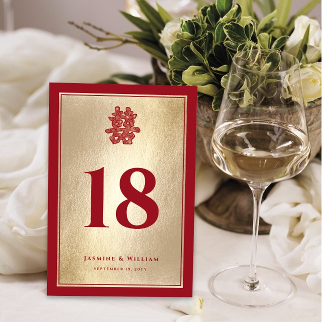 Tarjeta De Mesa Relieve metalizado dorado floral de doble felicida (Subido por el creador)