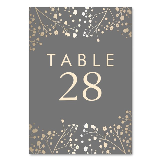 Tarjeta De Mesa Relieve metalizado dorado Número de tabla del Boda (Anverso)