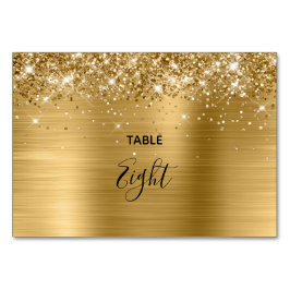 Tarjeta De Mesa Relieve metalizado dorado Purpurinoso falso Boda