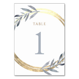 Tarjeta De Mesa Relieve metalizado falso y azul polvoriento Número