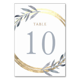 Tarjeta De Mesa Relieve metalizado falso y azul polvoriento Número