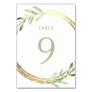Tarjeta De Mesa Relieve metalizado falso y hojas verdes Cuadro 9