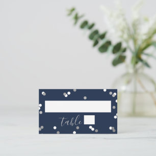 Tarjeta De Mesa Relieve metalizado plateado Confetti Bridal Shower