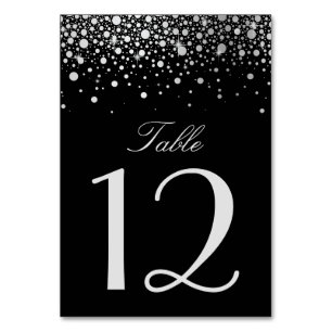 Tarjeta De Mesa Relieve metalizado plateado falso puntos de confet