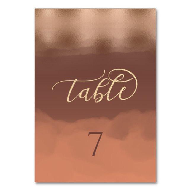 Tarjeta De Mesa Relieve metalizado Rosa dorado canela cantaloupe a (Anverso)