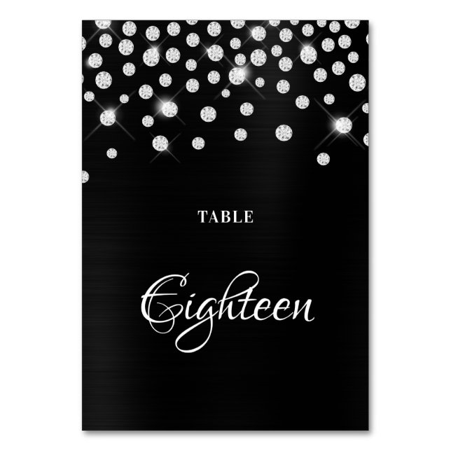 Tarjeta De Mesa Relieve metalizado satinado de satén negro de diam (Anverso)
