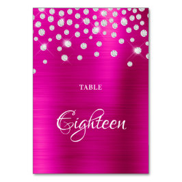 Tarjeta De Mesa Relieve metalizado satinado de satén rosado de imi