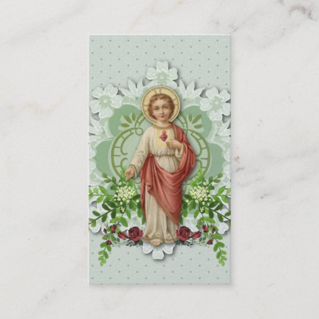 Tarjeta De Mesa Religiosa Católica Sagrada Corazón de Jesús Oració (Anverso)