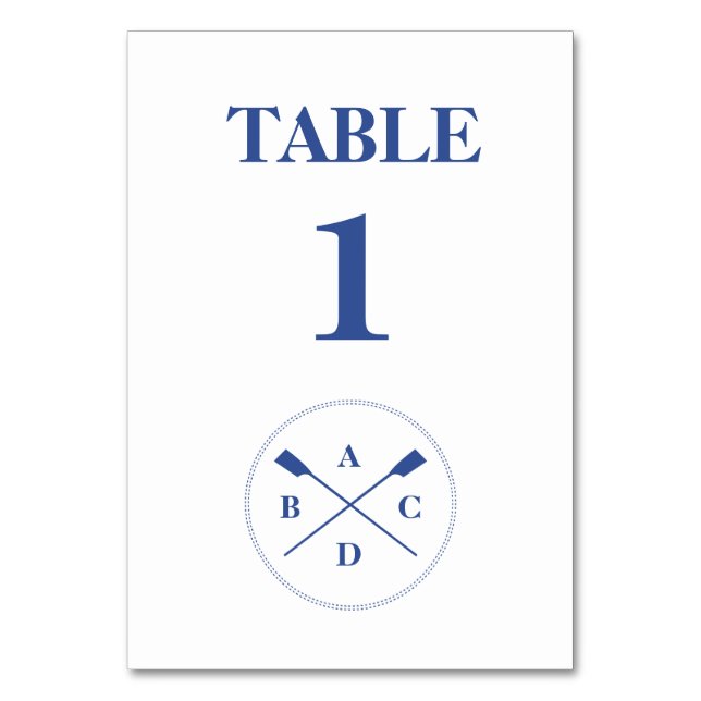 Tarjeta De Mesa Remo cruzado orejas iniciales agua (Anverso)