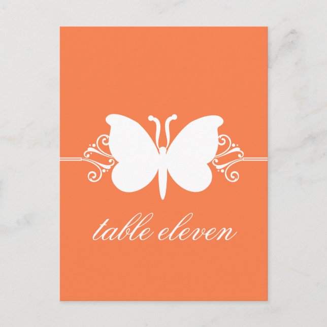 Tarjeta de mesa Remolinos de Mariposa de Coral (Anverso)