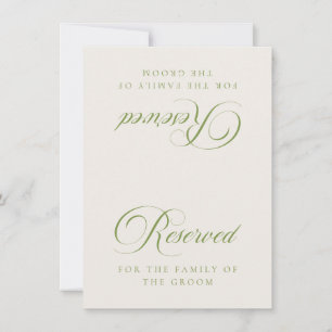 Tarjeta de mesa reservada clásica marfil verde par