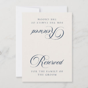 Tarjeta de mesa reservada de boda de marfil azul c