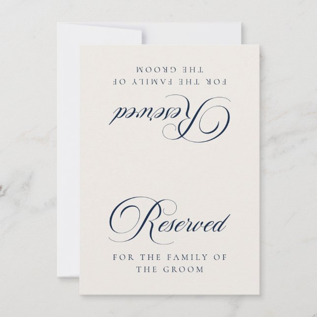 Tarjeta de mesa reservada de boda de marfil azul c (Anverso)