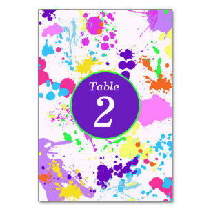 Tarjeta De Mesa Resplandor neón amarillo rosa turquesa, salpicadur