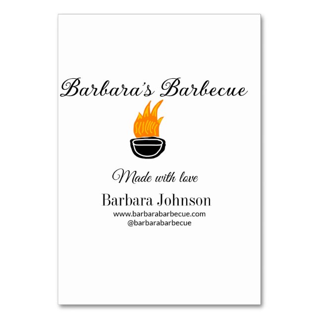 Tarjeta De Mesa Restaurante barbacoa cocina página web de medios s (Anverso)