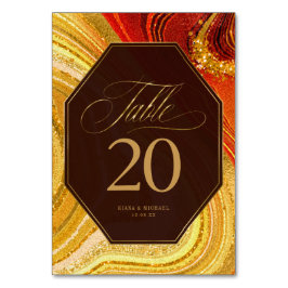 Tarjeta De Mesa Resumen Agate Boda Hot Naranja ID827