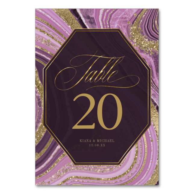 Tarjeta De Mesa Resumen Agate Boda Mauve ID827 (Anverso)