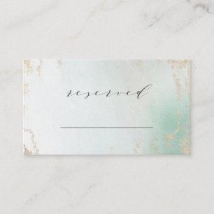 Tarjeta De Mesa Resumen Aqua Ombre Fade with Frost Gold Purpurina