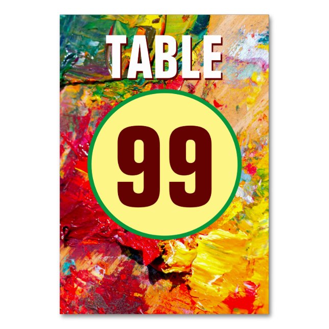 Tarjeta De Mesa Resumen De La Paleta De Artistas Alegres (Anverso)