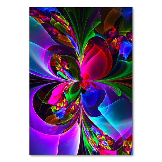 Tarjeta De Mesa Resumen floral moderno Patrón azul rojo del arte # (Anverso)