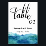 Tarjeta De Mesa Resumen moderno acuarela azul verde<br><div class="desc">Este conjunto boda de diseños presenta un acento acuático atrevido y abstracto. Los colores de pintura que usé son una gama de tonos azul, verde, turquesa, agua y verde azulado. Este diseño no sólo sería ideal para alguien que celebra de manera casual o planea una boda en la playa, sino...</div>