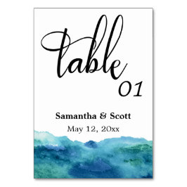 Tarjeta De Mesa Resumen moderno acuarela azul verde