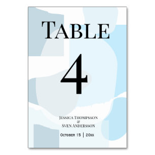 Tarjeta De Mesa Resumen moderno Boda artístico Minimalista azul