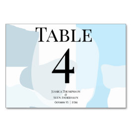 Tarjeta De Mesa Resumen moderno Boda artístico Minimalista azul
