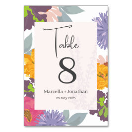 Tarjeta De Mesa Resumen moderno Boda floral Número de tabla