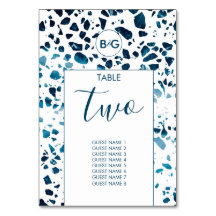 Resumen moderno Terrazzo Mosaic Boda azul