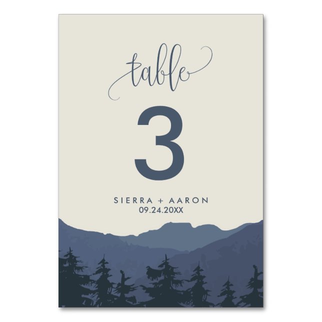 Tarjeta De Mesa Retirarse a la Mesa Número de Montañas (Anverso)