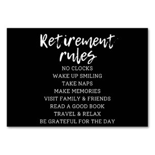 Tarjeta De Mesa Retirement Rules Sign, Retirement Gift Sign