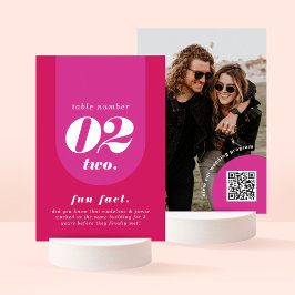 Tarjeta De Mesa Retro Arco Rosa y Magenta Parejas Divertidas Hecho