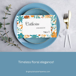 Tarjeta De Mesa Retro Boda de Flor Silvestre Bright Bold