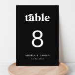 Tarjeta De Mesa Retro | Boda Mínimo Simple Moderno Negro<br><div class="desc">Celebra a tu boda con este elegante cartel,  que incluye tipografía retro y texto personalizado de tu elección. Añade fácilmente tus propios detalles haciendo clic en la opción "personalizar".</div>