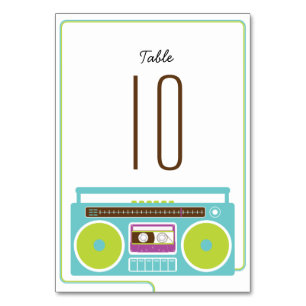 Tarjeta De Mesa Retro Boombox Indie Mixtape Boda Azul / Lima