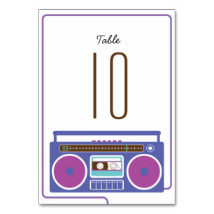 Tarjeta De Mesa Retro Boombox Indie Mixtape Boda Purple / Blue