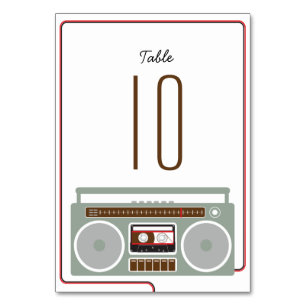 Tarjeta De Mesa Retro Boombox Indie Mixtape Boda Rojo / Negro